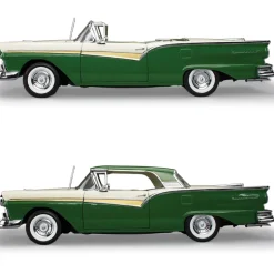 1957 Ford Fairlane 500 Skyliner - Cumberland Green/Colonial White 1:18 Scale Diecast Model Car by Sunstar