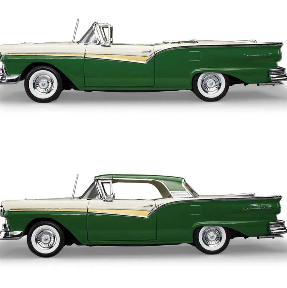 1957 Ford Fairlane 500 Skyliner - Cumberland Green/Colonial White 1:18 Scale Diecast Model Car by Sunstar