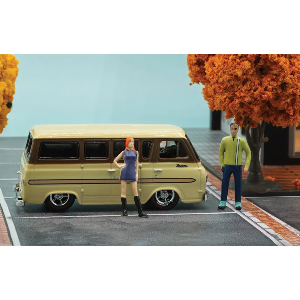 1965 Ford Falcon Club Wagon "The Daily Grind" - Diorama 1:64 Scale Diecast Model Truck by M2 Machines