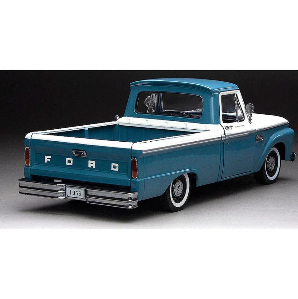 1965 Ford F-100 Custom Cab Pickup - Blue & White 1:18 Scale Diecast Model Truck by Sunstar