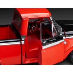 1965 Ford F-100 Custom Cab Pickup - Red & Black 1:18 Scale Diecast Model Truck by Sunstar