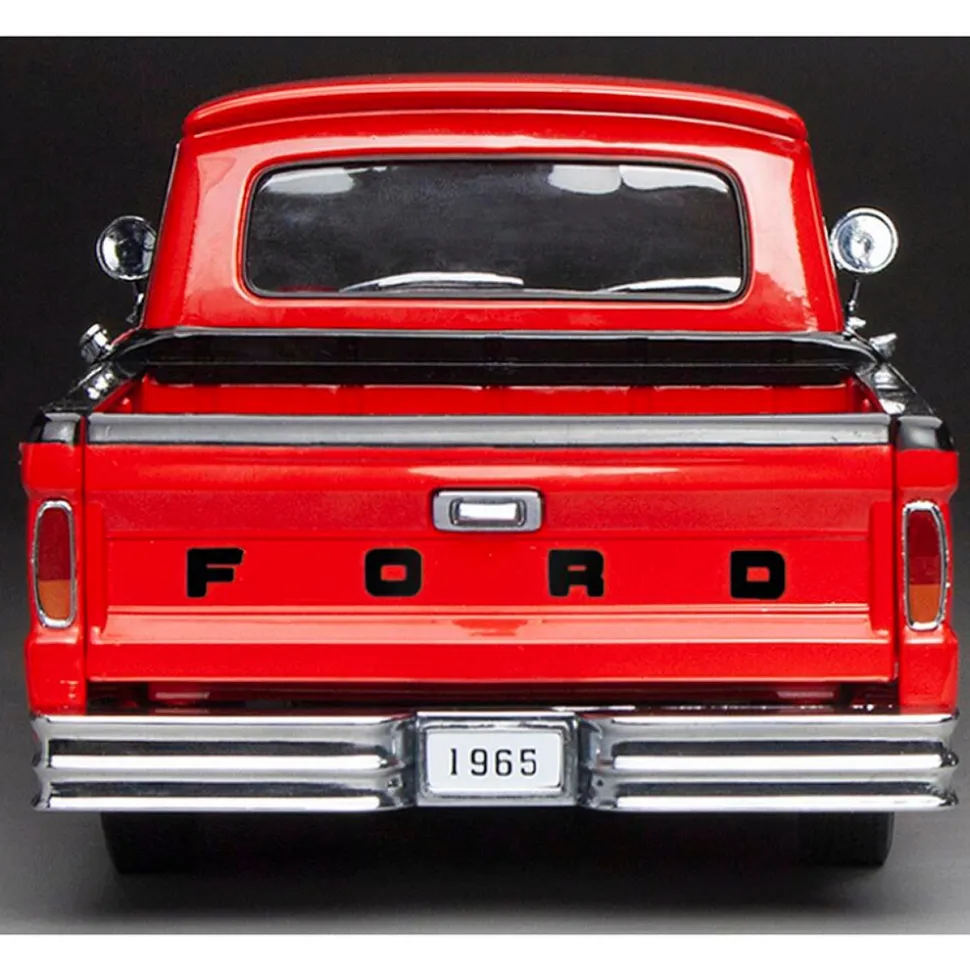 1965 Ford F-100 Custom Cab Pickup - Red & Black 1:18 Scale Diecast Model Truck by Sunstar