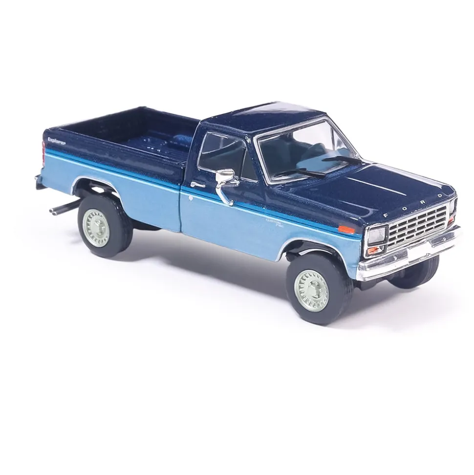 1981 Ford F-150 Custom Explorer Short Bed Styleside 4X2 - Midnight Blue Tu-Tone 1:64 Scale Diecast Model Truck by IXO Models