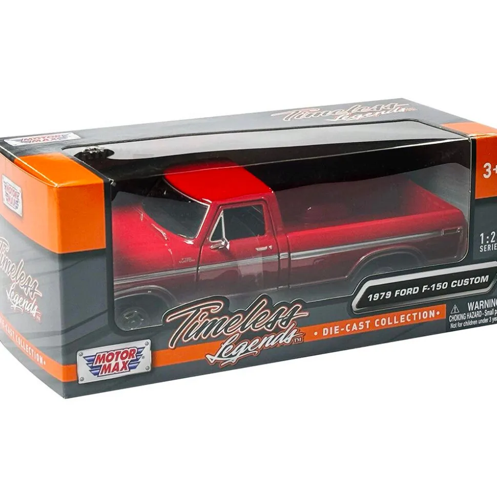 1979 Ford F-150 Custom - Red 1:24 Scale Diecast Model Truck by Motormax