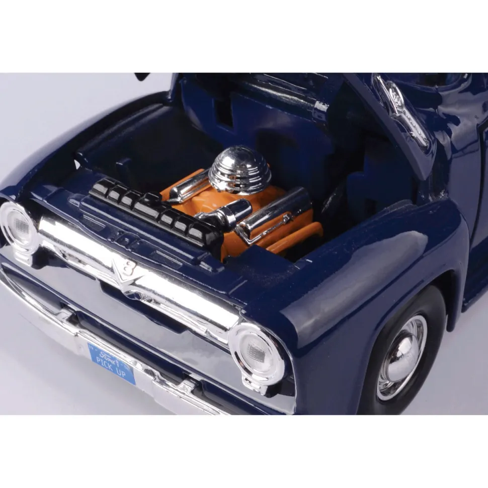 1956 Ford F-100 Pickup - Dark Blue 1:24 Scale Diecast Model Truck by Motormax