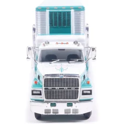 1978 Ford LTL-9000 - Caribbean Turquoise & White with Vintage Trailer 1:64 Scale Diecast Model Truck by IXO Models