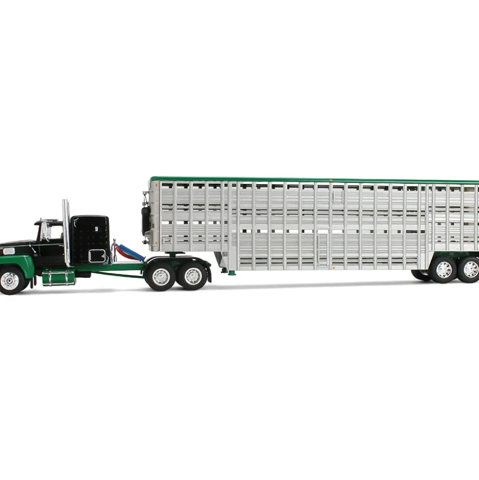 Ford LTL 9000 with 60" Flat Top Sleeper & 45' Wilson Vintage Livestock Trailer 1:64 Scale Diecast Model Truck by Diecast Promotions
