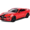 2018 Ford Mustang GT - Red w/ Black stripes 1:24 Scale Diecast Model Car by Motormax