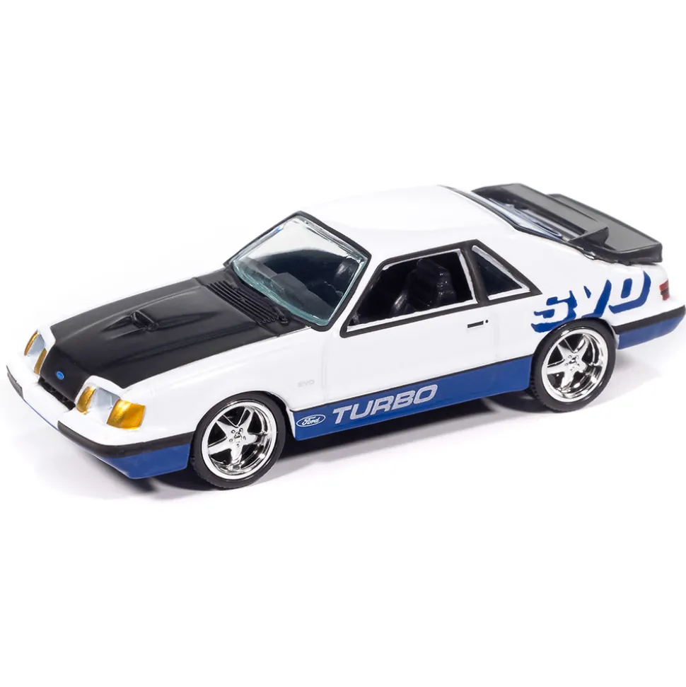 1995 Ford Probe GT & 1984 Ford Mustang SVO Curve Huggers 2Pack B - Black & White 1:64 Scale Diecast Model Car by Auto World