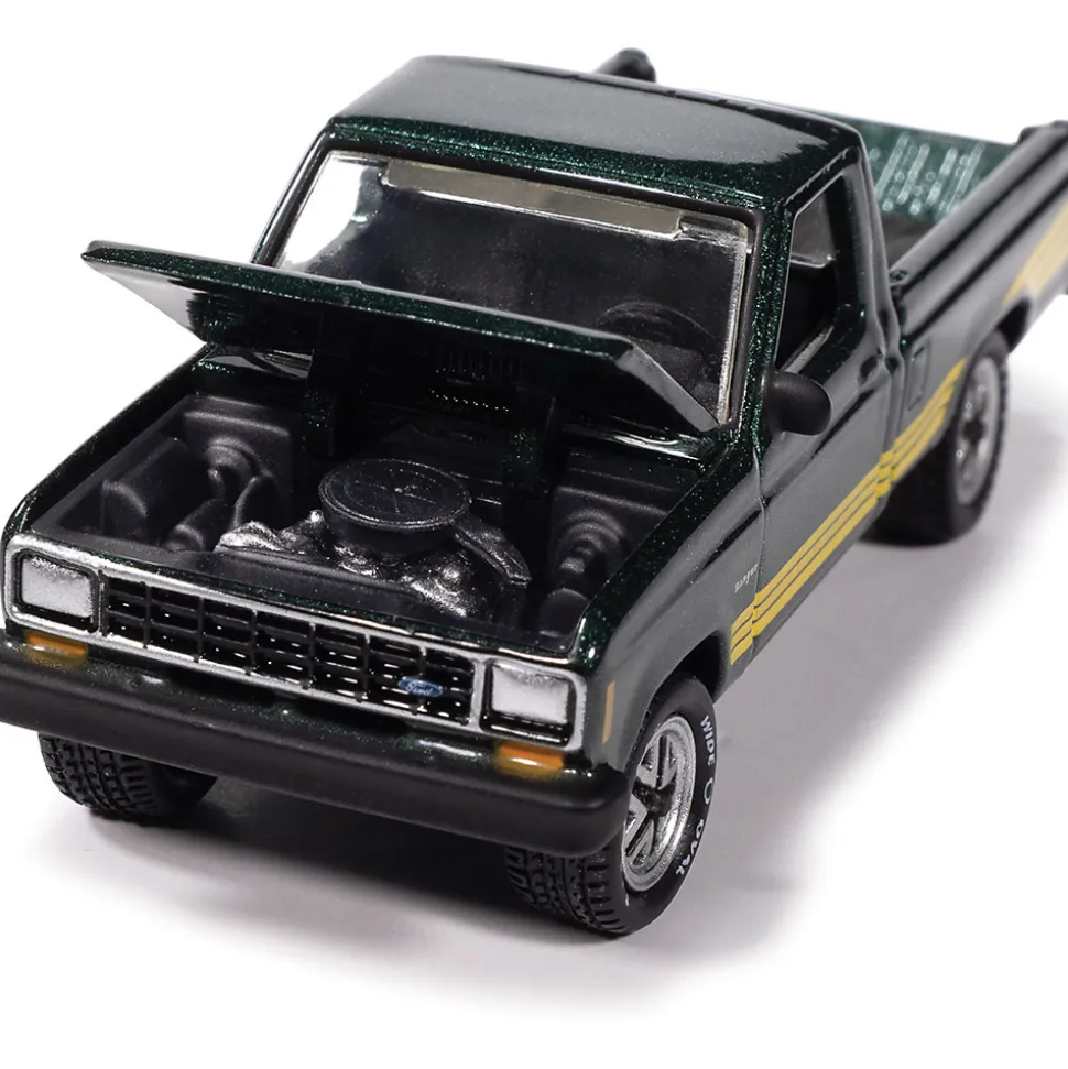 1987 Ford Ranger STX - Alpine Green W/Gold Stripes 1:64 Scale Diecast Model Truck by Johnny Lightning