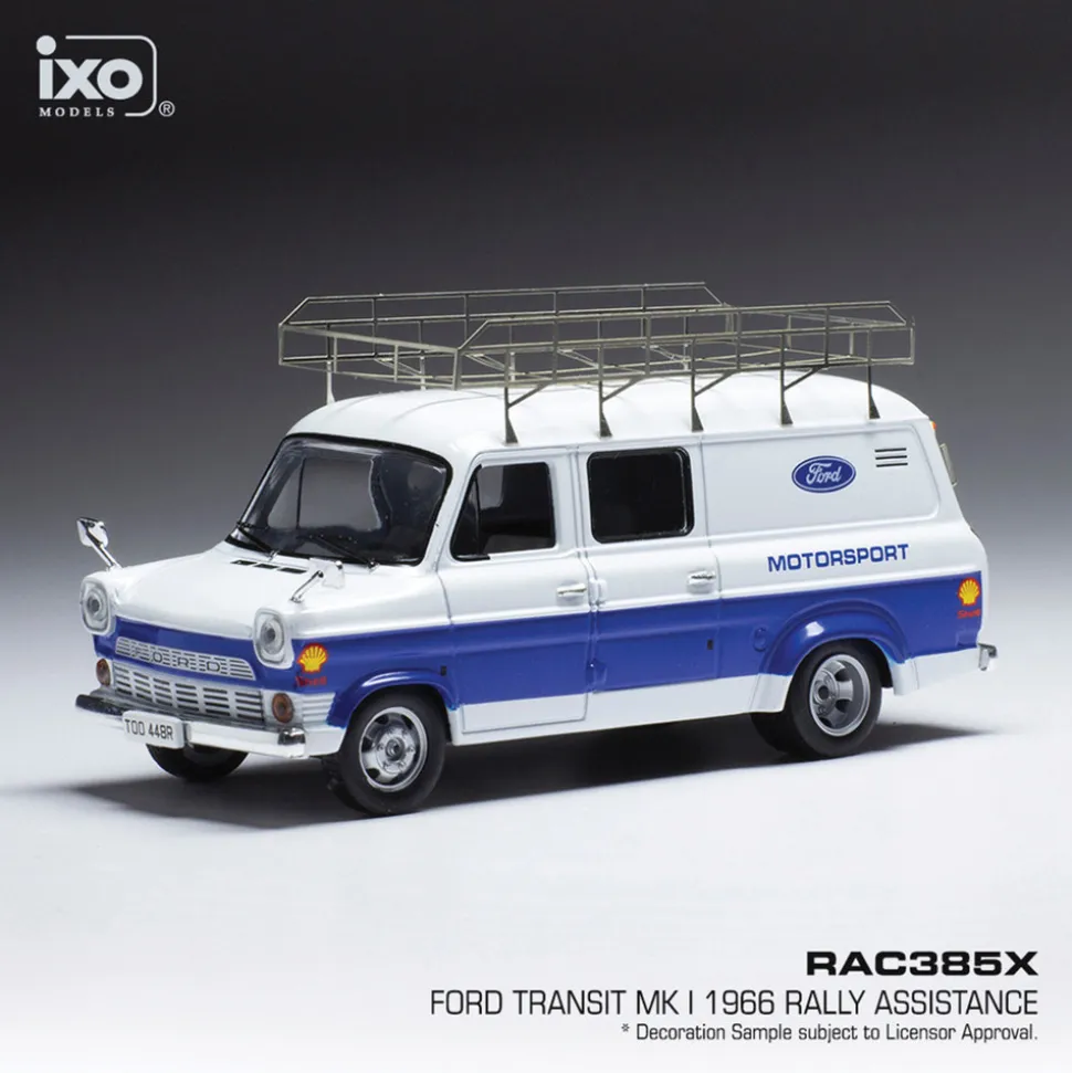 1966 FORD TRANSIT MK I Rally Assistance (with roof rack - no need tyres) 1:43 Scale Diecast Model Truck by IXO Models