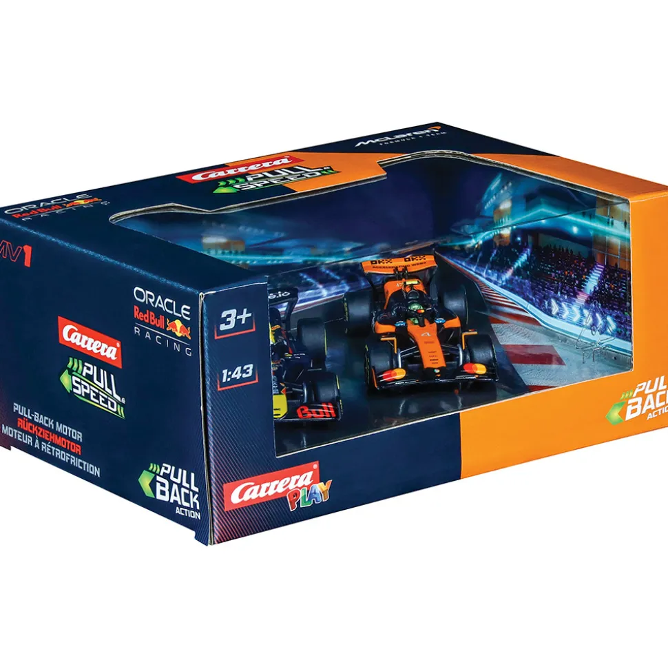 Formula 1 Racers Pull & Speed Twinpack #1 Verstappen & #4 Norris 1:43 Scale Plastic Model Car by Carrera