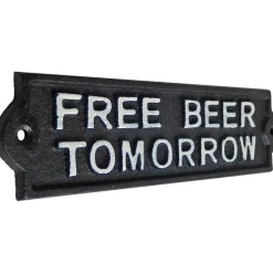 Free Beer Tomorrow Cast Iron Wall Sign Iron and Blossom (58028) by Iron and Blossom