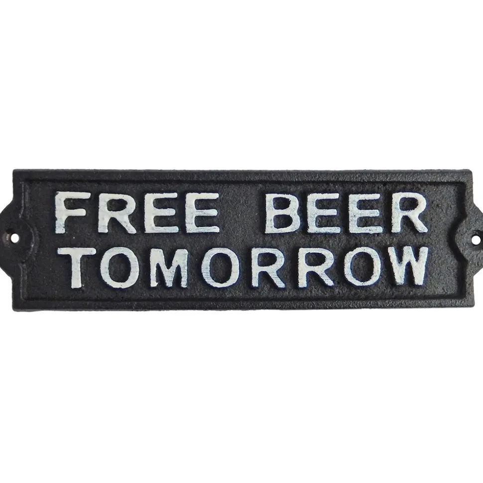 Free Beer Tomorrow Cast Iron Wall Sign Iron and Blossom (58028) by Iron and Blossom