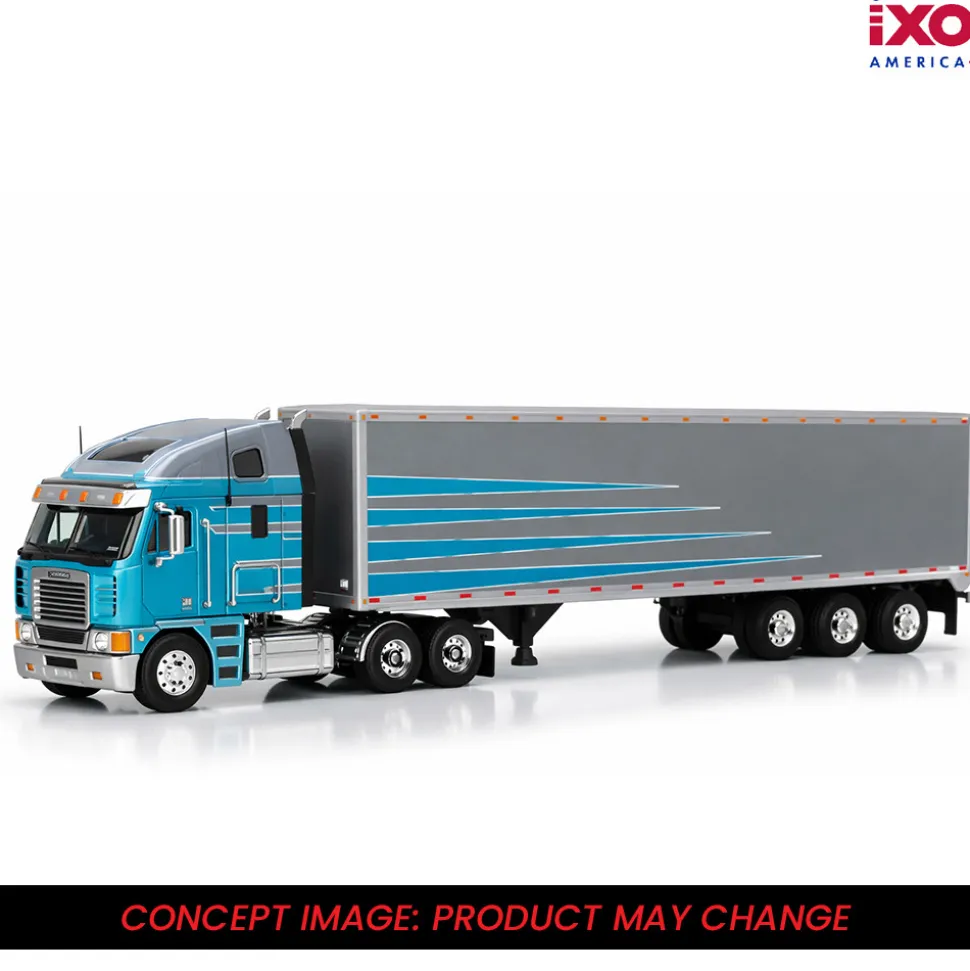2002 Freightliner Argosy - Grey and Blue with modern trailer 1:64 Scale Diecast Model Truck by IXO Models