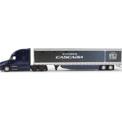 Freightliner® Fifth Gen Cascadia Raised Roof Sleeper & 53' Utility Trailer w/Skirts 1:64 Scale Diecast Model Truck by Diecast Promotions