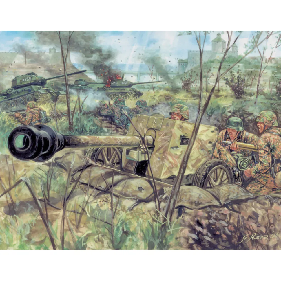 Germ. PAK 40 AT Gun & crew 1/72 Plastic Figures Italeri (6096s) 1:72 Scale Plastic by Italeri