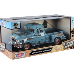 1955 GMC Blue Chip Pickup - Weathered Treasure 1:24 Scale Diecast Model Truck by Motormax