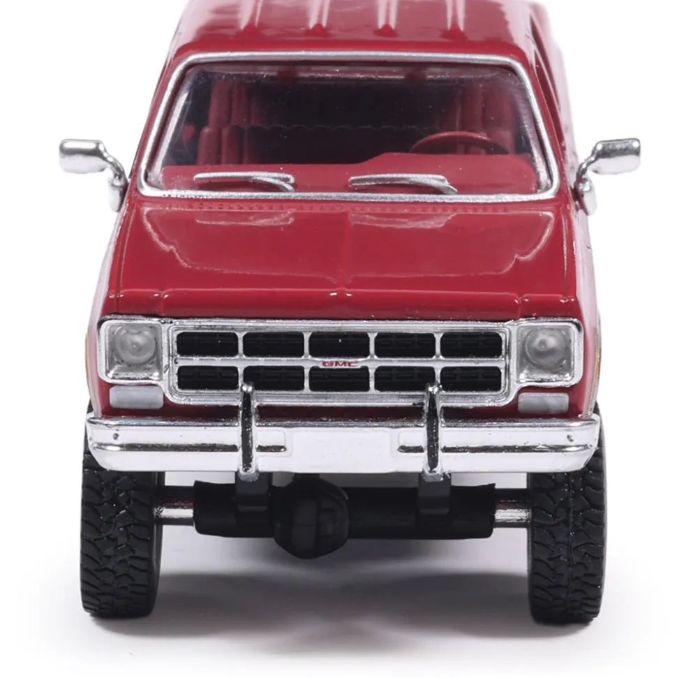 1977 GMC Sierra Grande K2500 Crew Cab Wideside - Dark Red Metallic and Silver Special Two-Tone - Lifted 1:64 Scale Diecast Model Truck by IXO Models