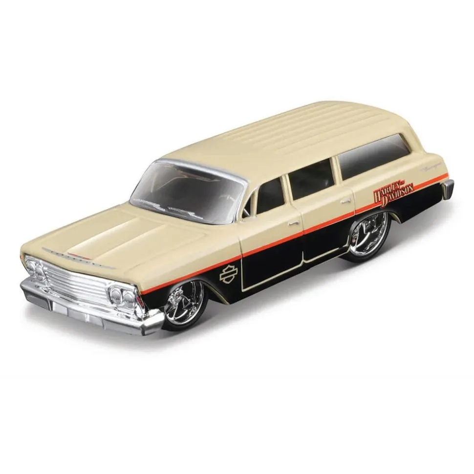 1962 Harley-Davidson Chevy Biscayne Wagon 1:64 Scale Diecast Model Car by Maisto