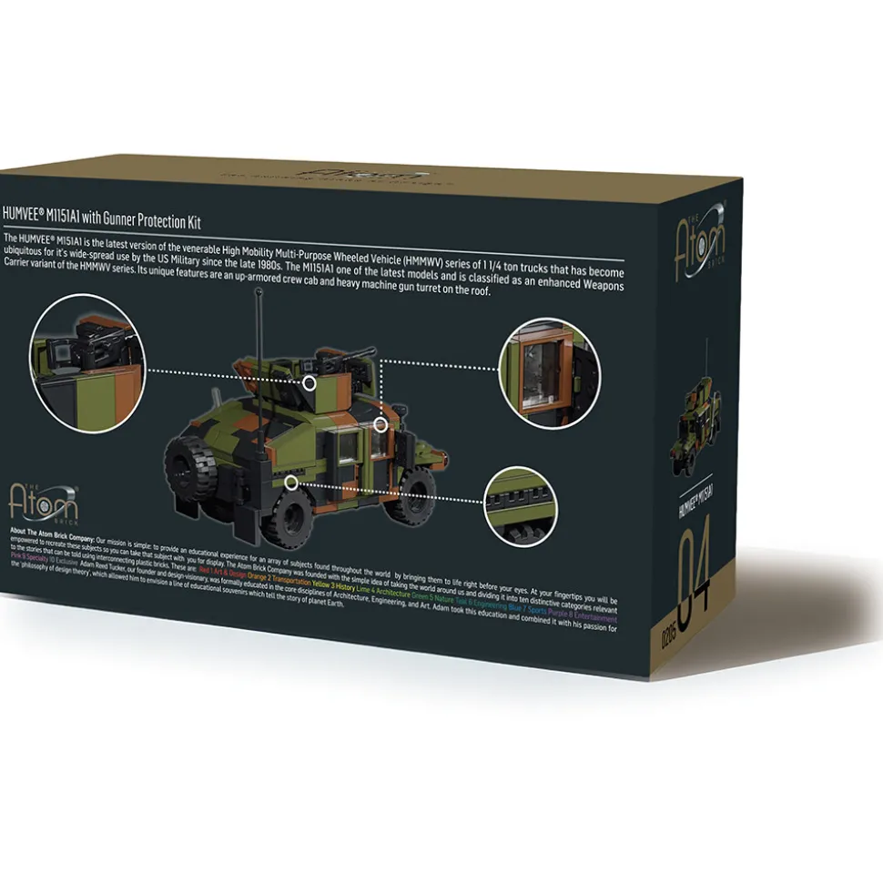 HUMVEE M1151A1 Building Block Model - 372 Pieces Building Brick Set by Atom Brick Company