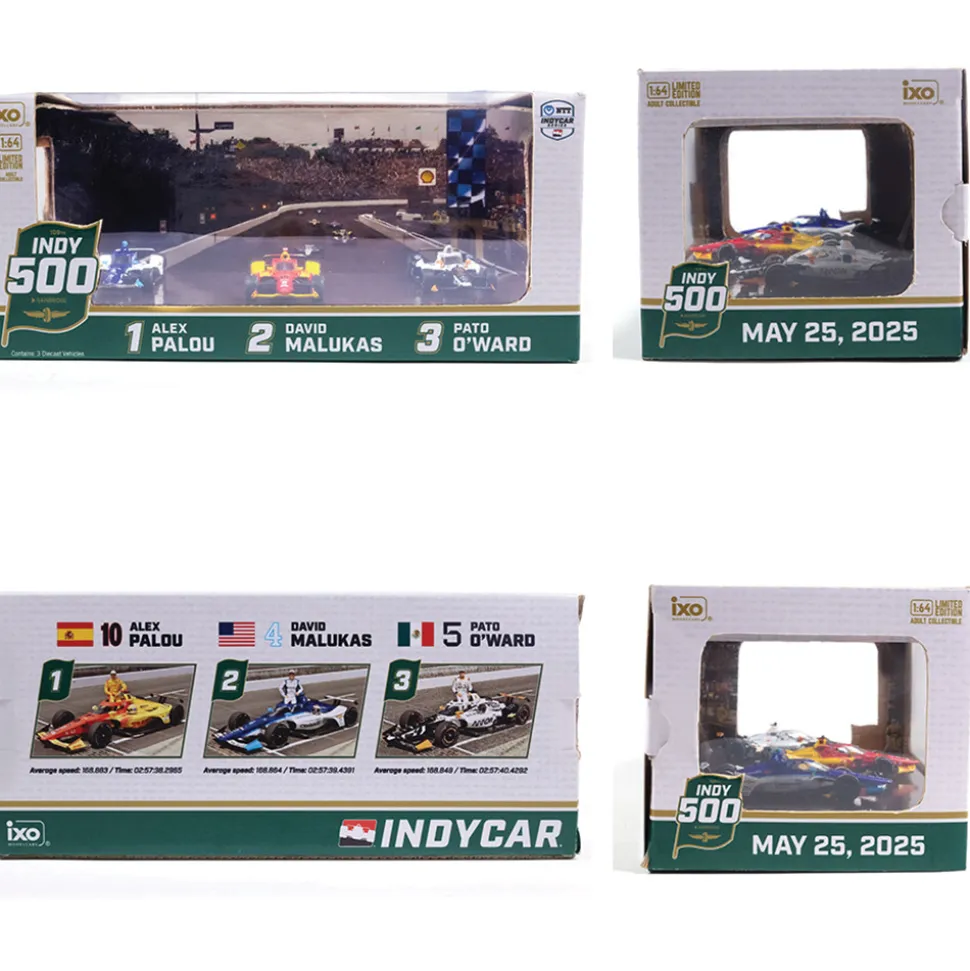2025 Indianapolis 500 Victory Row Collector's 3 Car Set 1:64 Scale Diecast Model Car by IXO Models