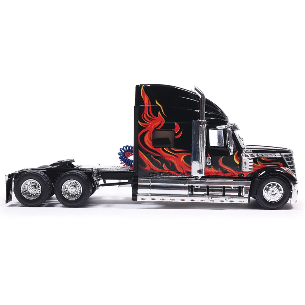 2010 International Lonestar - Black with flames 1:43 Scale Diecast Model Truck by IXO Models
