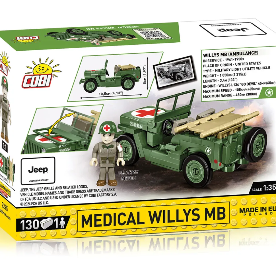 JEEP Medical MB Vehicle Building Brick Set 1:35 Scale by Cobi Toys