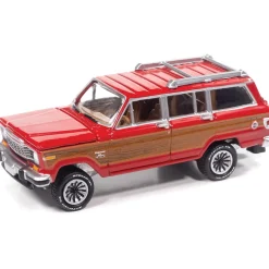 1981 Jeep Wagoneer w/Camper Trailer - Red 1:64 Scale Diecast Model Car by Johnny Lightning