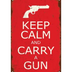 Keep Calm and Carry A Gun Metal Sign PTS016 Heavy Gauge Steel by Vintage Sign Co.
