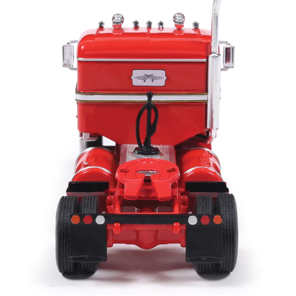 1950 Kenworth Bullnose - Red and White with vintage chrome trailer 1:64 Scale Diecast Model Truck by IXO Models