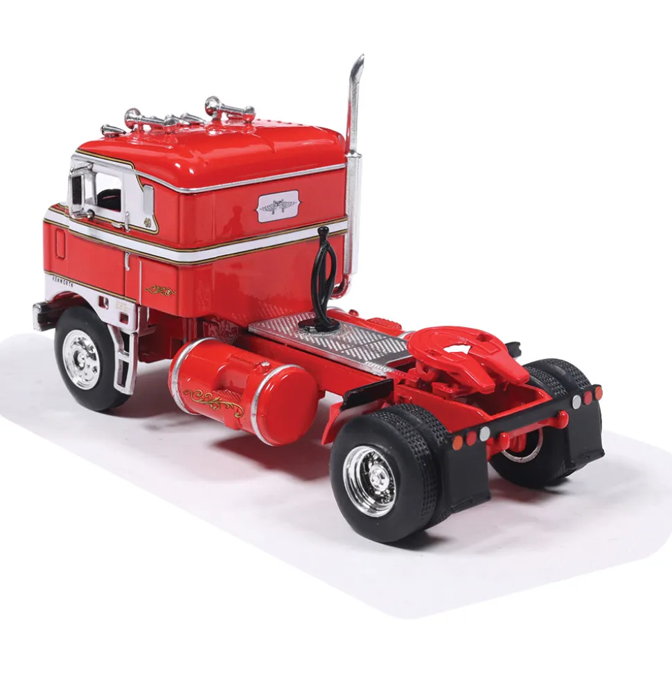 1950 Kenworth Bullnose - Red and White with vintage chrome trailer 1:64 Scale Diecast Model Truck by IXO Models