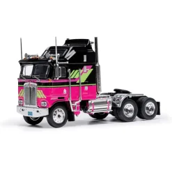 1976 Kenworth K100 Aerodyne - Black and Pink 1:64 Scale Diecast Model Truck by IXO Models