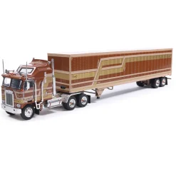 1976 Kenworth K100 Aerodyne - Brown With Modern Trailer 1:64 Scale Diecast Model Truck by IXO Models