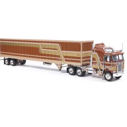1976 Kenworth K100 Aerodyne - Brown With Modern Trailer 1:64 Scale Diecast Model Truck by IXO Models