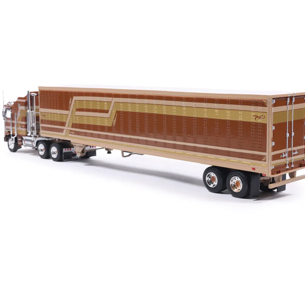 1976 Kenworth K100 Aerodyne - Brown With Modern Trailer 1:64 Scale Diecast Model Truck by IXO Models