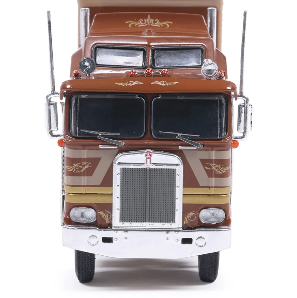 1976 Kenworth K100 Aerodyne - Brown With Modern Trailer 1:64 Scale Diecast Model Truck by IXO Models