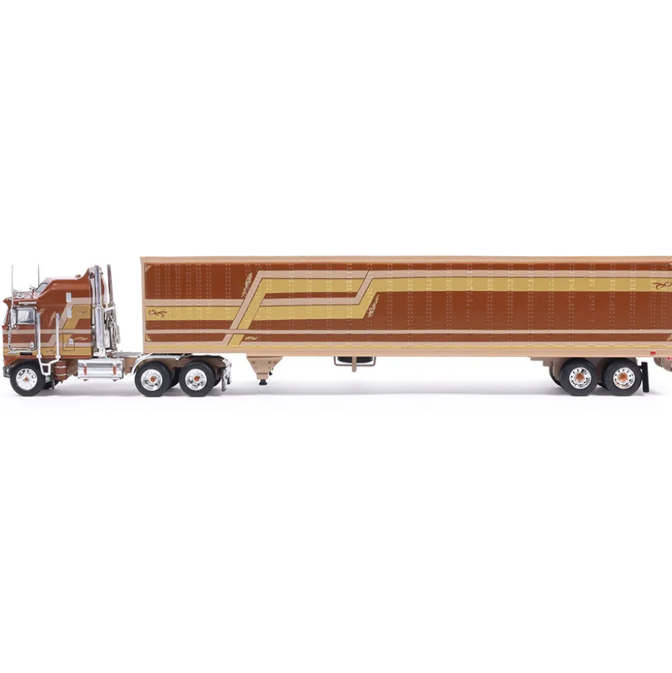 1976 Kenworth K100 Aerodyne - Brown With Modern Trailer 1:64 Scale Diecast Model Truck by IXO Models