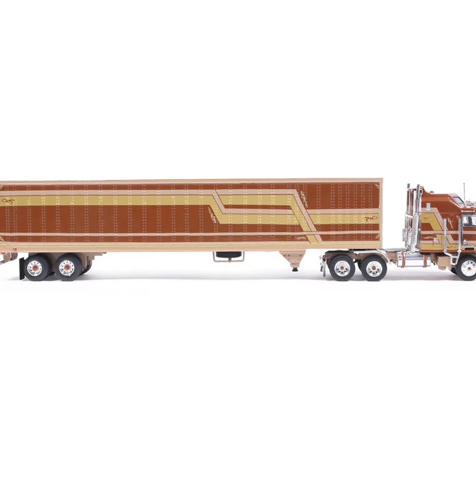 1976 Kenworth K100 Aerodyne - Brown With Modern Trailer 1:64 Scale Diecast Model Truck by IXO Models