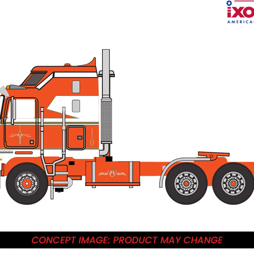 1976 Kenworth K100 Aerodyne - Orange 1:64 Scale Diecast Model Truck by IXO Models