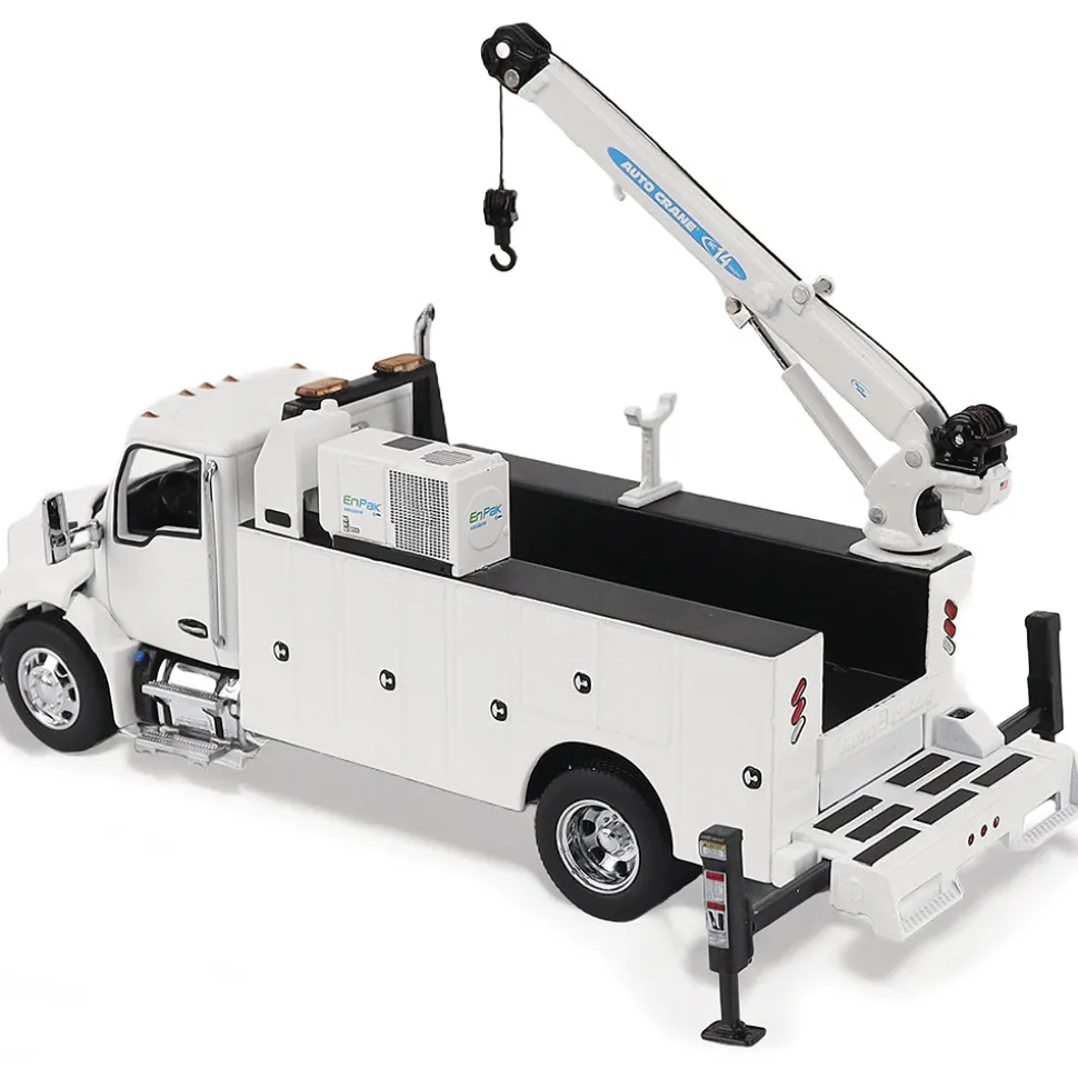 Kenworth T380 Auto-Crane Titan85-Body HC14-Crane Work Truck with Miller EnPak - White 1:50 Scale Diecast Model Truck by Diecast Masters