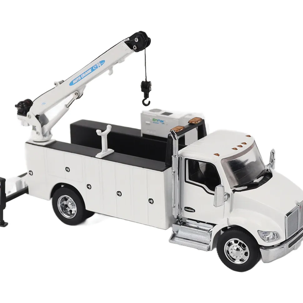 Kenworth T380 Auto-Crane Titan85-Body HC14-Crane Work Truck with Miller EnPak - White 1:50 Scale Diecast Model Truck by Diecast Masters