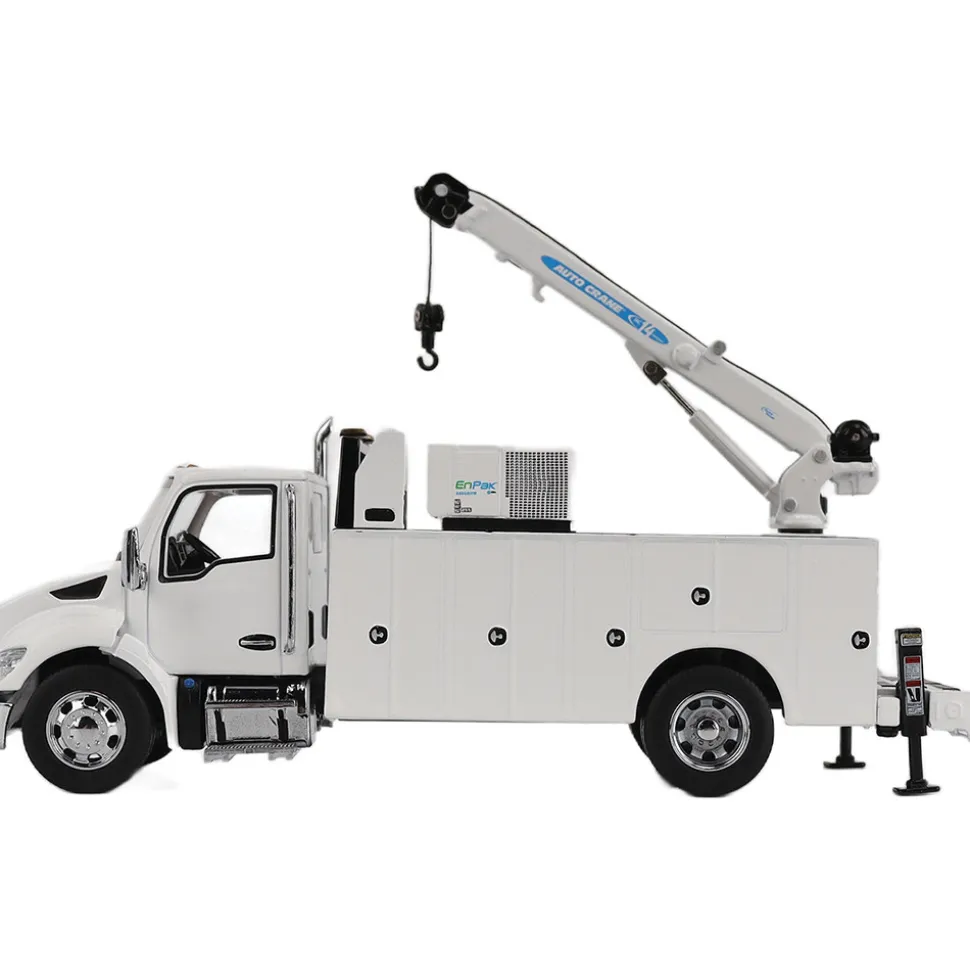 Kenworth T380 Auto-Crane Titan85-Body HC14-Crane Work Truck with Miller EnPak - White 1:50 Scale Diecast Model Truck by Diecast Masters
