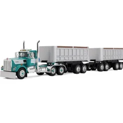 Kenworth W900A Day Cab & 22' Dual End Dump Trailers 1:64 Scale Diecast Model Truck by Diecast Promotions