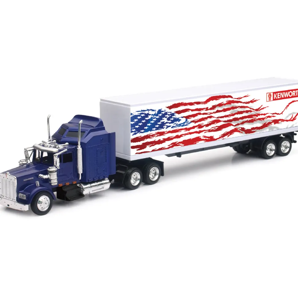 Kenworth W900 American Flag Tractor Trailer 1:43 Scale Diecast Model Truck by New-Ray Toys