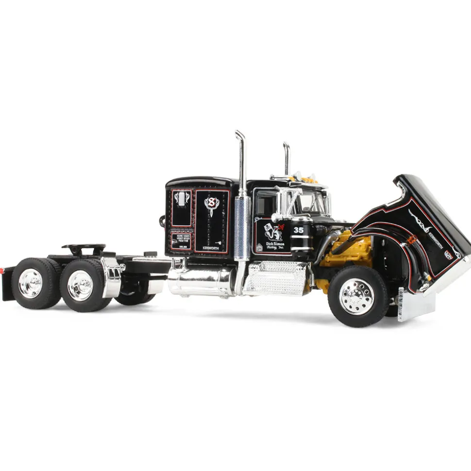 Kenworth W900A with 60" Flat Top Sleeper & 40' Vintage Reefer Trailer - Dick Simon Trucking 1:64 Scale Diecast Model Truck by Diecast Promotions