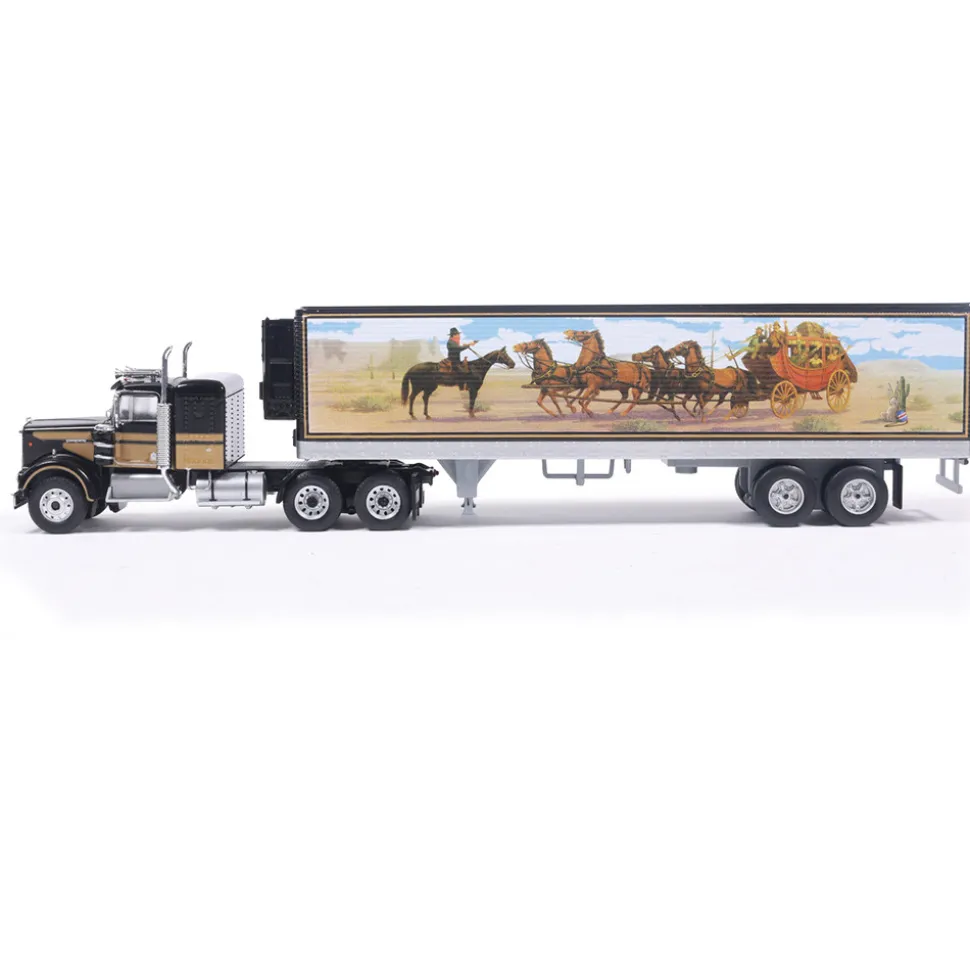 1976 Kenworth W900 - Black With Western Trailer 1:64 Scale Diecast Model Truck by IXO Models