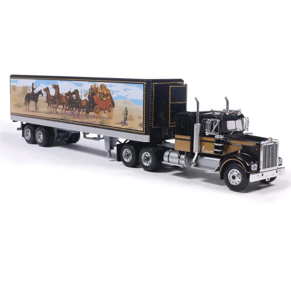 1976 Kenworth W900 - Black With Western Trailer 1:64 Scale Diecast Model Truck by IXO Models