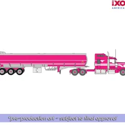 1990 Kenworth W900 With Tri Axle Petroleum Tanker - Pink 1:64 Scale Diecast Model Truck by IXO Models