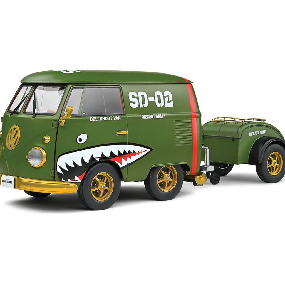1950 Kool Kombi & Trailer - Green 1:18 Scale Diecast Model Car by Solido